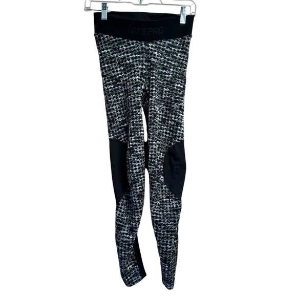 Nike Pro Hyperwarm Women's S Waffle Gray/Black Running Training Gym Legging L28 - Picture 2 of 11